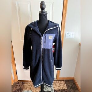 New women’s Kari Traa blue The Rothe L hood full length full zipper fleece.Small